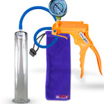 Jacvac Penis Pump | Orange NPT Handle + Gauge, Silicone Hose | 12" x 2.00" Wide Flange Cylinder