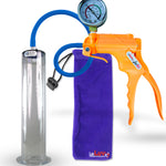 Jacvac Penis Pump | Orange NPT Handle + Gauge, Silicone Hose | 12" x 2.25" Wide Flange Cylinder