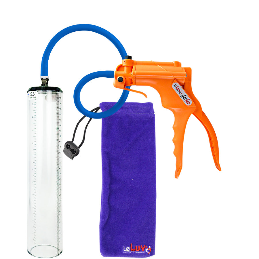 Jacvac Penis Pump | Orange NPT Handle, Silicone Hose | 12" x 2.3" Thick-Walled Penis Cylinder