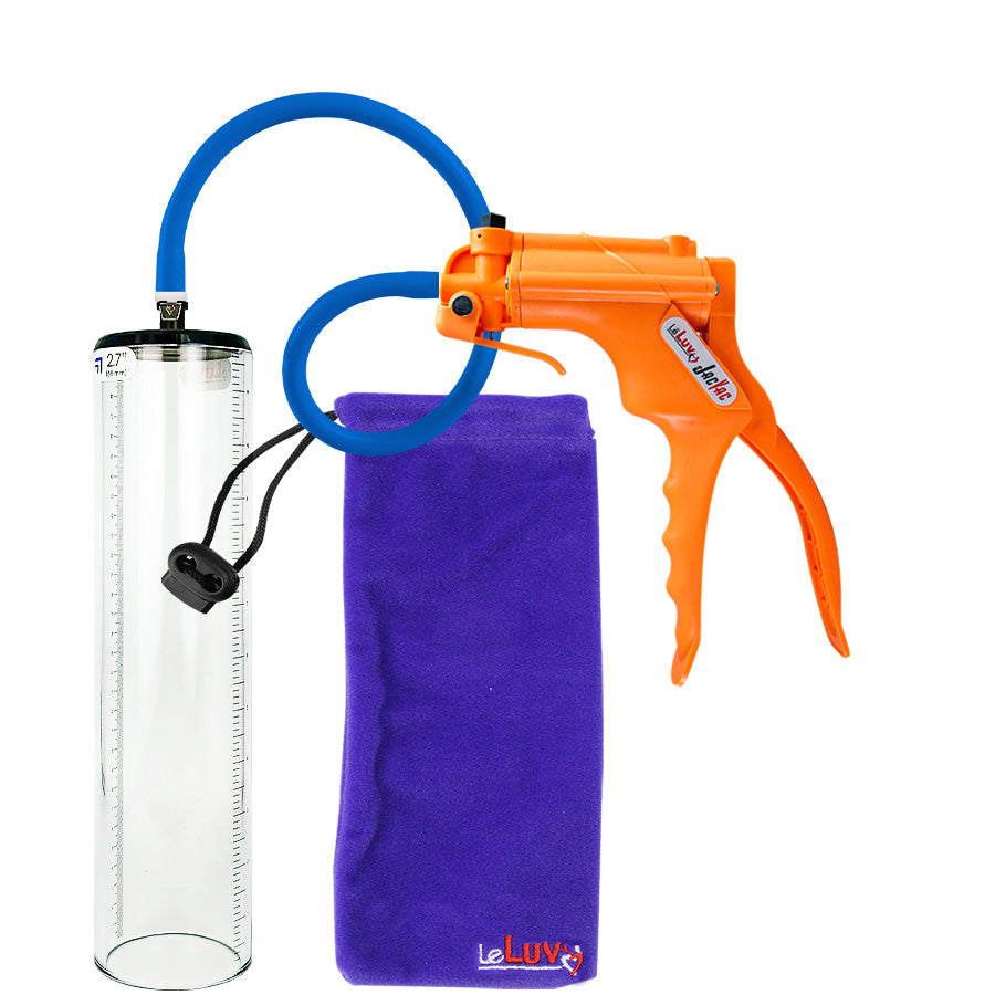 Jacvac Penis Pump | Orange NPT Handle, Silicone Hose | 12" x 2.7" Thick-Walled Penis Cylinder