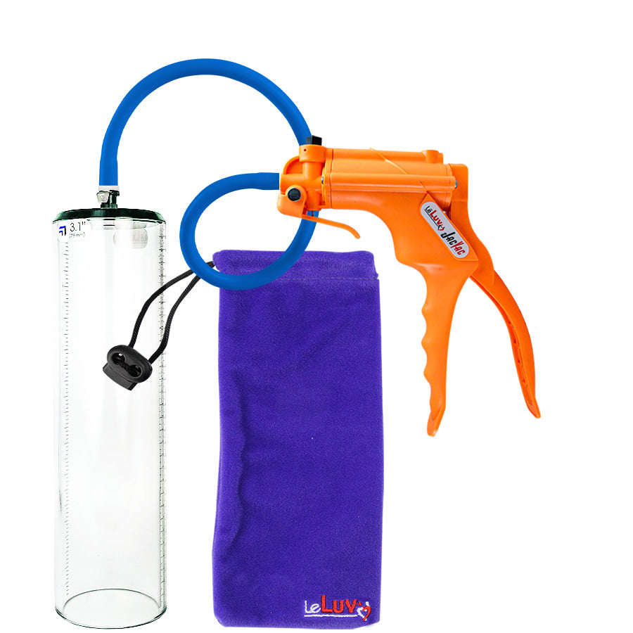 Jacvac Penis Pump | Orange NPT Handle, Silicone Hose | 12" x 3.1" Thick-Walled Penis Cylinder