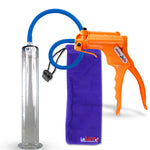 Jacvac Penis Pump | Orange NPT Handle, Silicone Hose | 12" x 1.75" Wide Flange Cylinder