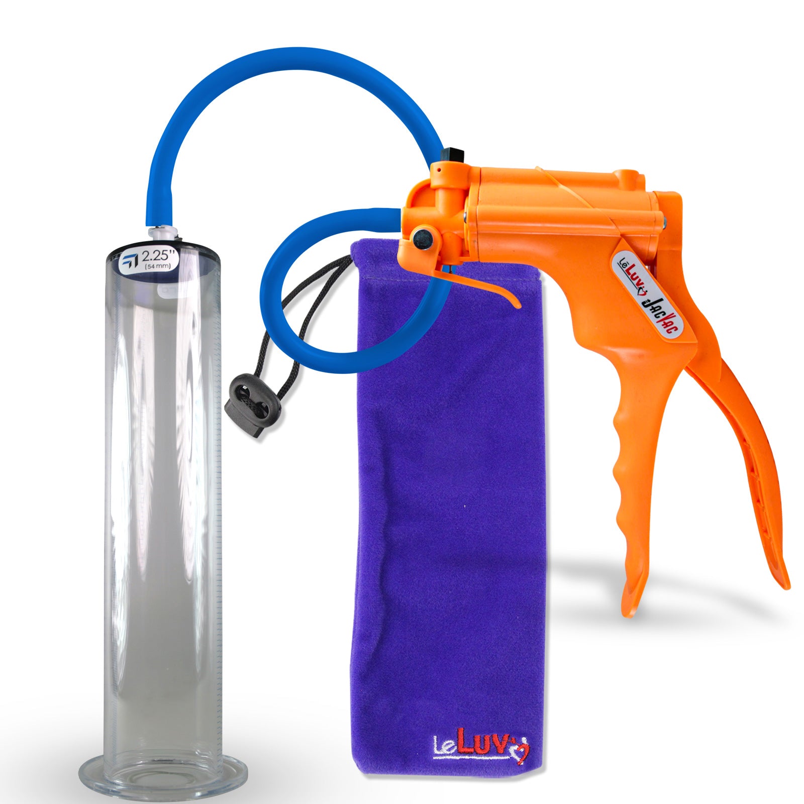 Jacvac Penis Pump | Orange NPT Handle, Silicone Hose | 12" x 2.25" Wide Flange Cylinder