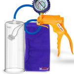 Jacvac Penis Pump | Orange NPT Handle + Protected Gauge, Silicone Hose | 12" x 4.10" Round Flange Cylinder 