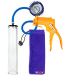 Jacvac Penis Pump | Orange NPT Handle + Protected Gauge, Silicone Hose | 12" x 2.3" Thick-Walled Penis Cylinder