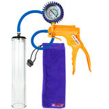 Jacvac Penis Pump | Orange NPT Handle + Protected Gauge, Silicone Hose | 12" x 2.3" Thick-Walled Penis Cylinder