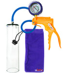 Jacvac Penis Pump | Orange NPT Handle + Protected Gauge, Silicone Hose | 12" x 3.1" Thick-Walled Penis Cylinder