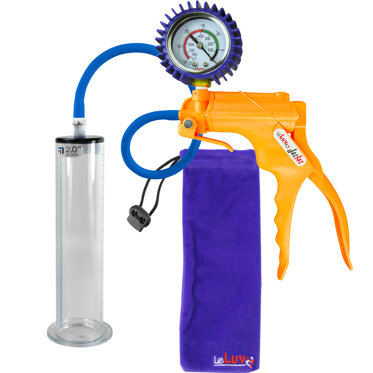 LeLuv JacVac Penis Pump - NPT Handle + Gauge - 9" Wide Flange Cylinder
