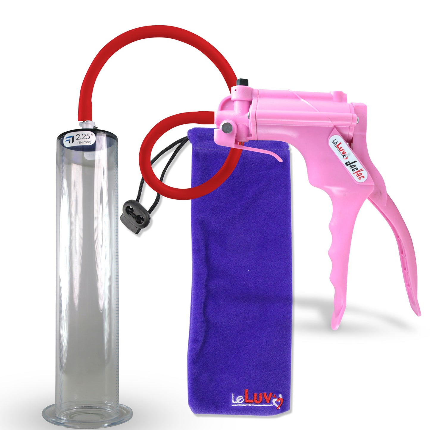 Jacvac Penis Pump | Pink NPT Handle, Silicone Hose | 12" x 2.25" Wide Flange Cylinder