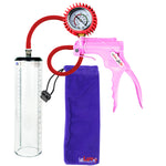Jacvac Penis Pump | Pink NPT Handle + Protected Gauge, Silicone Hose | 9" x 2.3" Thick-Walled Penis Cylinder