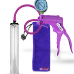 Jacvac Penis Pump | Purple NPT Handle + Gauge, Silicone Hose | 12" x 1.7" Thick-Walled Penis Cylinder