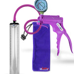Jacvac Penis Pump | Purple NPT Handle + Gauge, Silicone Hose | 12" x 1.12" Thick-Walled Penis Cylinder