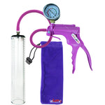 Jacvac Penis Pump | Purple NPT Handle + Gauge, Silicone Hose | 12" x 2.3" Thick-Walled Penis Cylinder