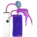 Jacvac Penis Pump | Purple NPT Handle + Gauge, Silicone Hose | 12" x 3.1" Thick-Walled Penis Cylinder