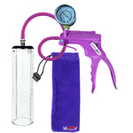 Jacvac Penis Pump | Purple NPT Handle + Gauge, Silicone Hose | 9" x 2.3" Thick-Walled Penis Cylinder