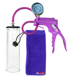 Jacvac Penis Pump | Purple NPT Handle + Gauge, Silicone Hose | 9" x 2.7" Thick-Walled Penis Cylinder