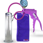 Jacvac Penis Pump | Purple NPT Handle + Gauge, Silicone Hose | 12" x 2.50" Wide Flange Cylinder
