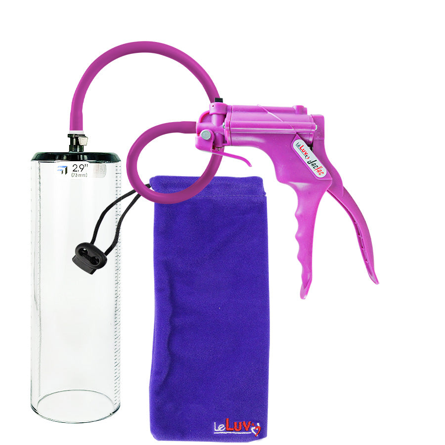 Jacvac Penis Pump | Purple NPT Handle, Silicone Hose | 9" x 2.9" Thick-Walled Penis Cylinder