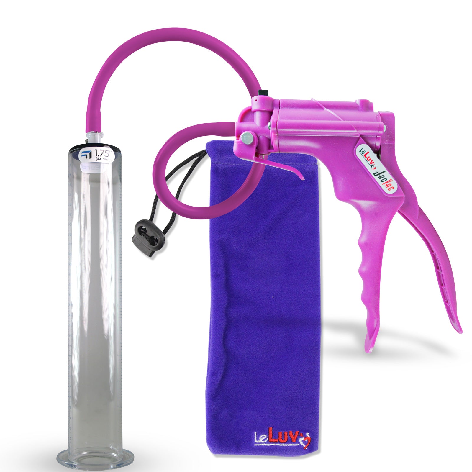 Jacvac Penis Pump | Purple NPT Handle, Silicone Hose | 12" x 1.75" Wide Flange Cylinder
