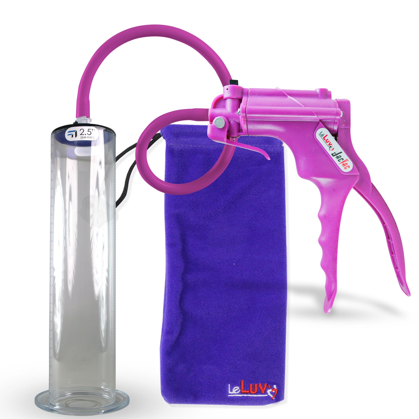 Jacvac Penis Pump | Purple NPT Handle, Silicone Hose | 12" x 2.50" Wide Flange Cylinder