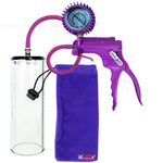 Jacvac Penis Pump | Purple NPT Handle + Protected Gauge, Silicone Hose | 9" x 3.1" Thick-Walled Penis Cylinder