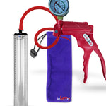 Jacvac Penis Pump | Red NPT Handle + Gauge, Silicone Hose | 12" x 1.12" Thick-Walled Penis Cylinder
