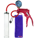 Jacvac Penis Pump | Red NPT Handle + Gauge, Silicone Hose | 12" x 2.3" Thick-Walled Penis Cylinder