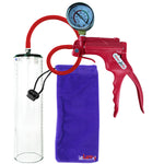 Jacvac Penis Pump | Red NPT Handle + Gauge, Silicone Hose | 12" x 3.1" Thick-Walled Penis Cylinder