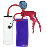 Jacvac Penis Pump | Red NPT Handle + Gauge, Silicone Hose | 9" x 2.9" Thick-Walled Penis Cylinder