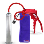 Jacvac Penis Pump | Red NPT Handle, Silicone Hose | 12" x 1.75" Wide Flange Cylinder