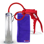 Jacvac Penis Pump | Red NPT Handle, Silicone Hose | 12" x 2.50" Wide Flange Cylinder