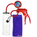 Jacvac Penis Pump | Red NPT Handle + Protected Gauge, Silicone Hose | 9" x 2.9" Thick-Walled Penis Cylinder