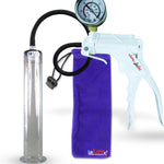 Jacvac Penis Pump | White NPT Handle + Gauge, Black Hose | 12" x 1.75" Wide Flange Cylinder