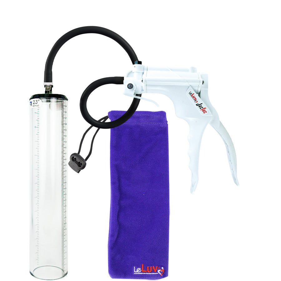 Jacvac Penis Pump | White NPT Handle, Black Hose | 12" x 2.3" Thick-Walled Penis Cylinder