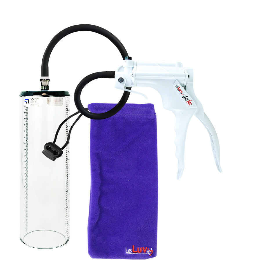 Jacvac Penis Pump | White NPT Handle, Black Hose | 9" x 2.7" Thick-Walled Penis Cylinder