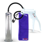 Jacvac Penis Pump | White NPT Handle, Black Hose | 12" x 2.25" Wide Flange Cylinder