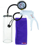 Jacvac Penis Pump | White NPT Handle + Protected Gauge, Black Hose | 9" x 3.1" Thick-Walled Penis Cylinder