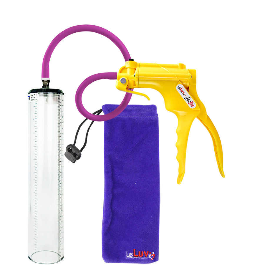 Jacvac Penis Pump | Yellow NPT Handle, Silicone Hose | 12" x 2.3" Thick-Walled Penis Cylinder