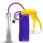 Jacvac Penis Pump | Yellow NPT Handle, Silicone Hose | 12" x 1.75" Wide Flange Cylinder