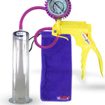 Jacvac Penis Pump | Yellow NPT Handle + Protected Gauge, Silicone Hose | 12" x 2.50" Wide Flange Cylinder