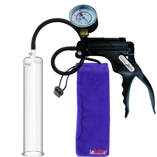 LeLuv JacVac Penis Pump - Swivel Handle + Gauge - 12" Round Flange - 