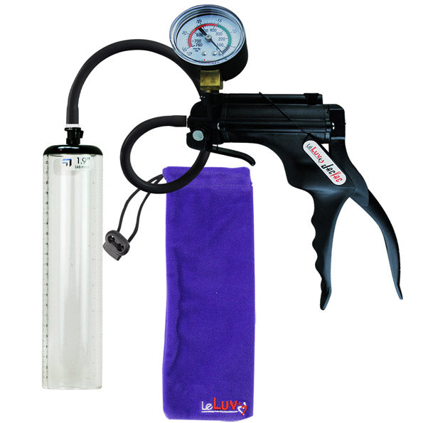 LeLuv JacVac Penis Pump - Swivel Handle + Gauge - 9" Thick Wall, No Flange Cylinder