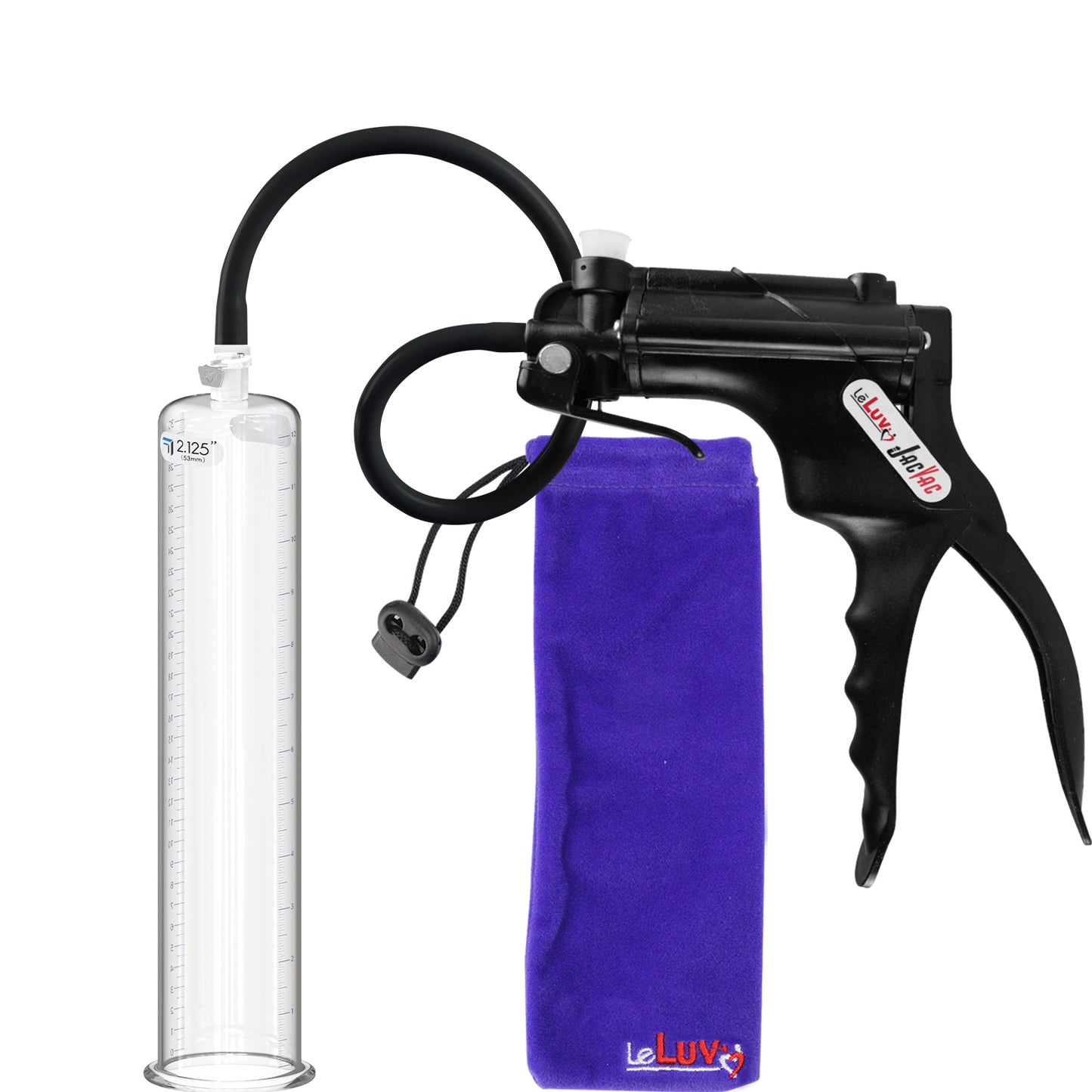 LeLuv JacVac Penis Pump - Swivel Handle, Silicone Hose - 12" Round Flange 