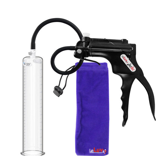 LeLuv JacVac Penis Pump - Swivel Handle, Silicone Hose - 12" Round Flange 