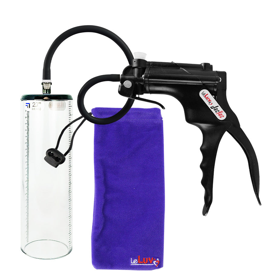 JacVac Penis Pump - Black Swivel Handle, Silicone Hose - 9" x 2.7" Thick-Walled Penis Cylinder
