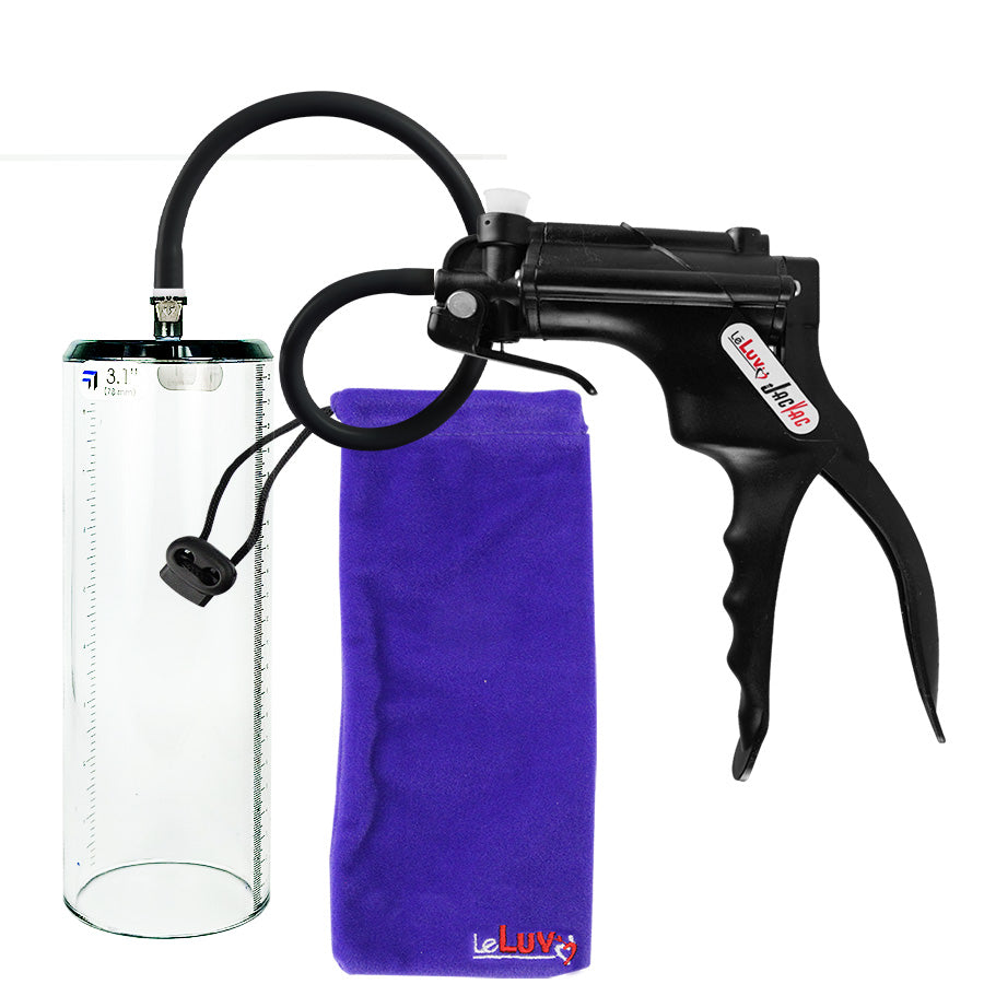 JacVac Penis Pump - Black Swivel Handle, Silicone Hose - 9" x 3.1" Thick-Walled Penis Cylinder