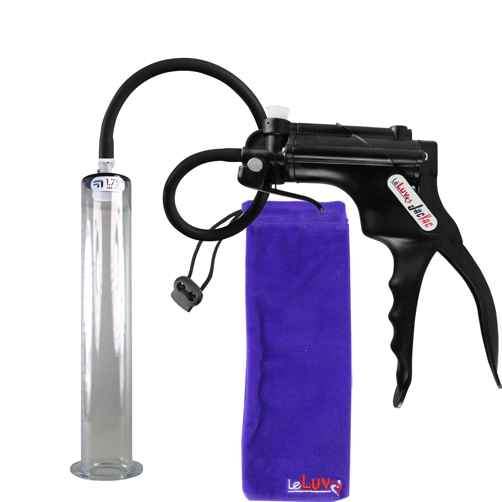 JacVac Penis Pump - Black Swivel Handle, Silicone Hose - 12" x 1.75" Wide Flange Cylinder