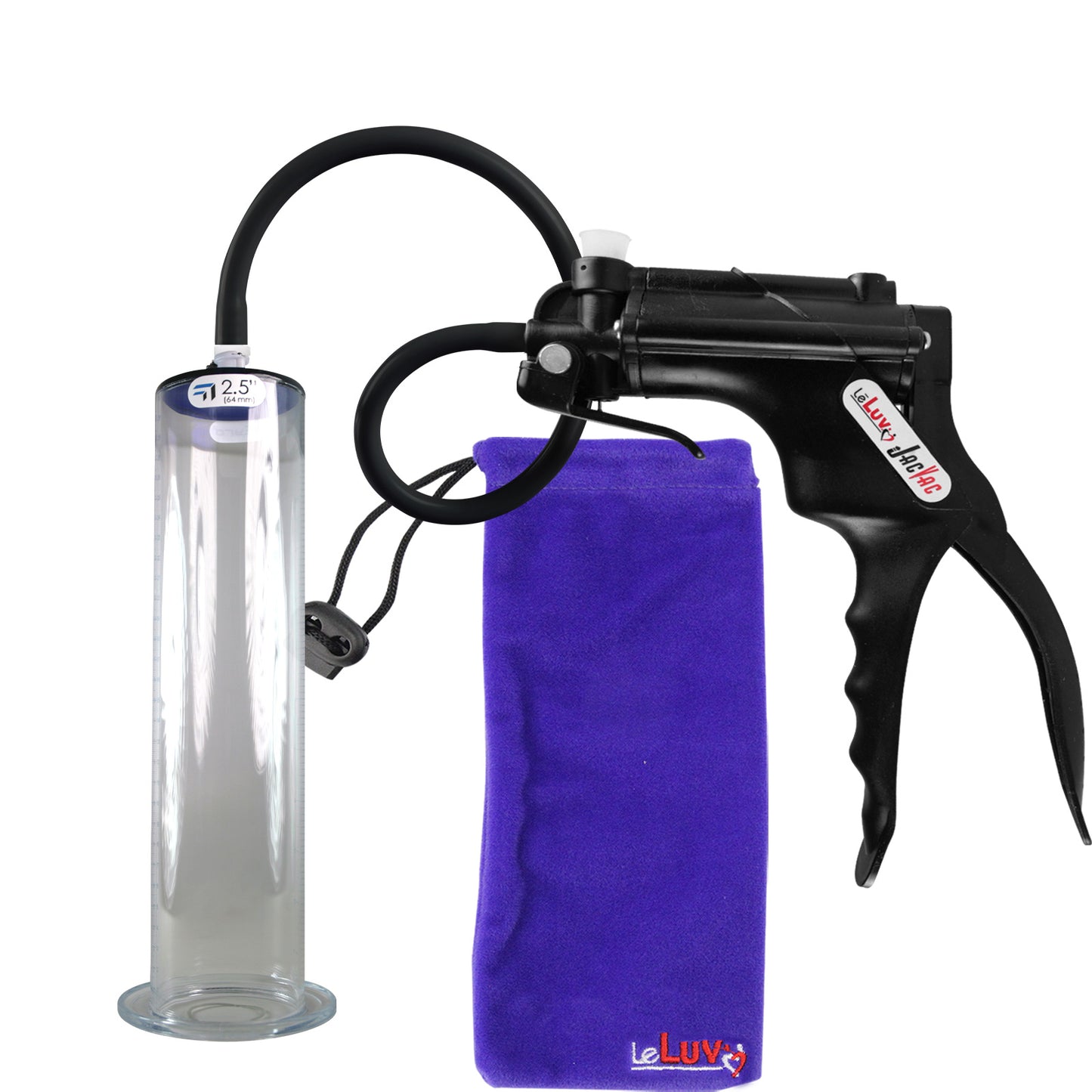 JacVac Penis Pump - Black Swivel Handle, Silicone Hose - 12" x 2.50" Wide Flange Cylinder
