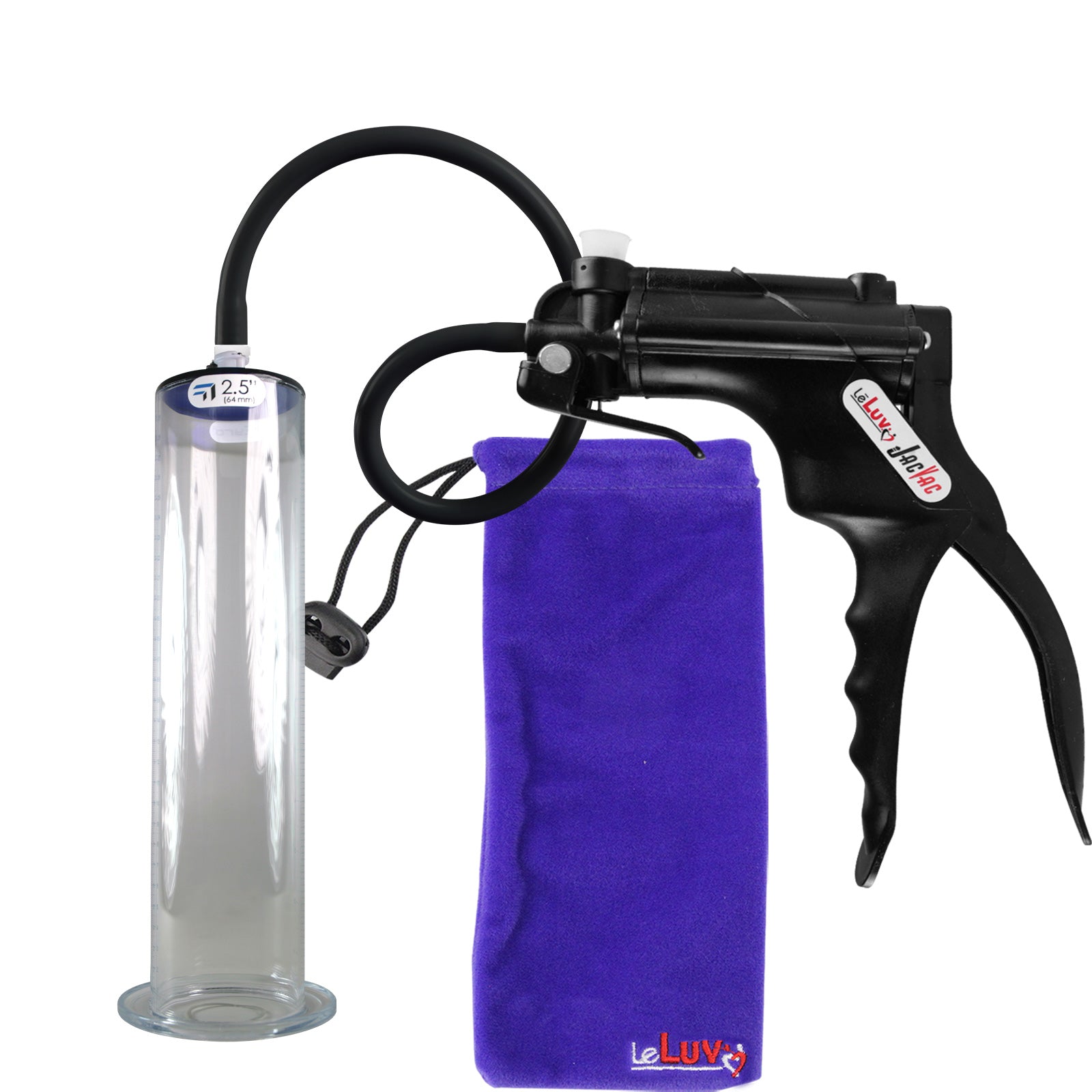 JacVac Penis Pump - Black Swivel Handle, Silicone Hose - 12" x 2.50" Wide Flange Cylinder