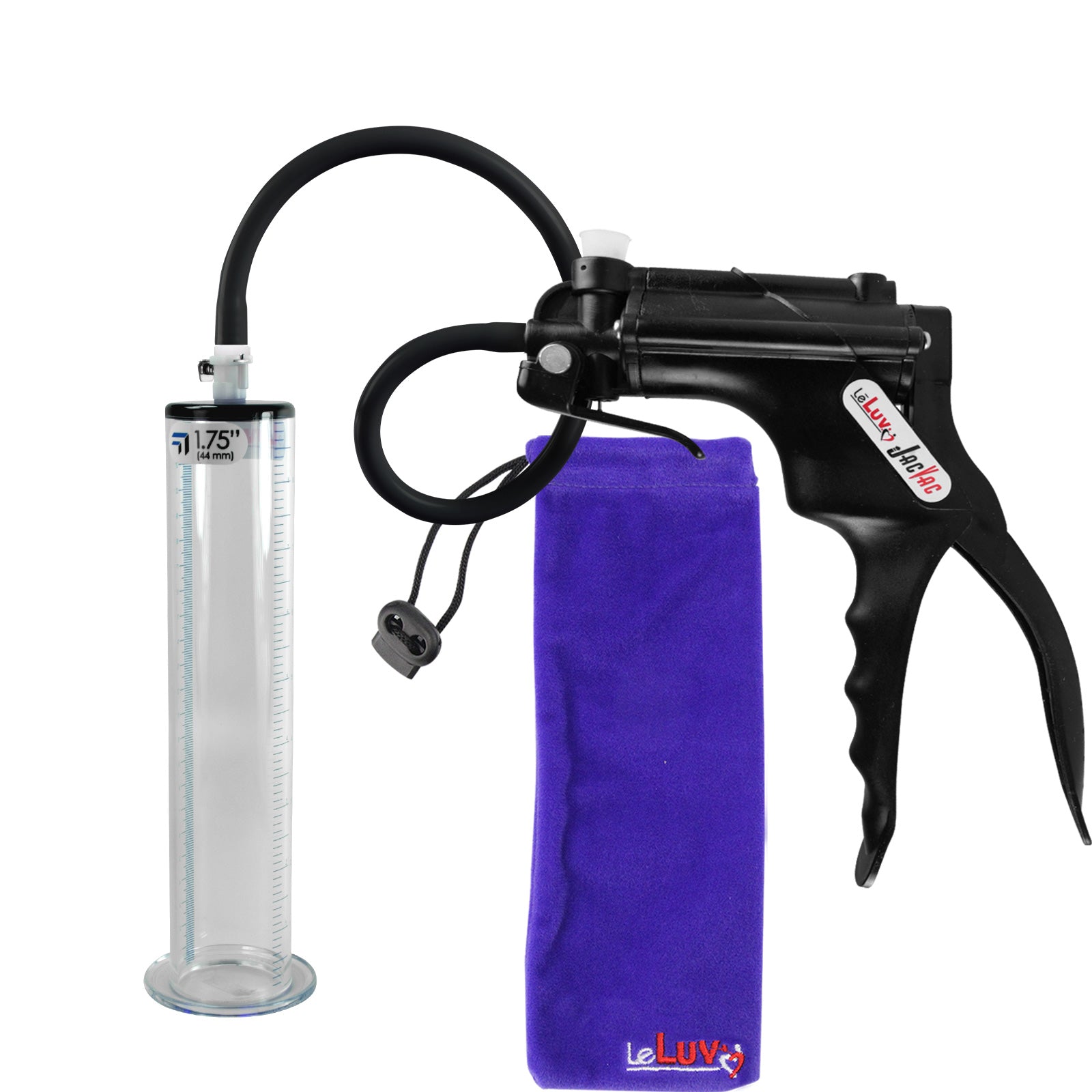 JacVac Penis Pump - Black Swivel Handle, Silicone Hose - 9" x 1.75" Wide Flange Cylinder